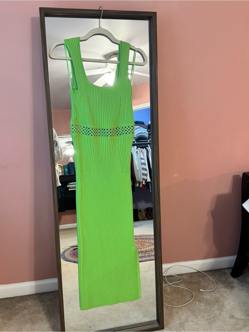House of Harlow 1960 - Green Ribbed Cutout Tank Maxi Dress